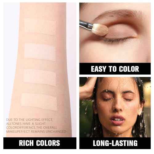 4 Colors Light Beige Nude Pink Ivory Eye Shadow Powder Palette Makeup, Neutral Matte Shimmer Cream Quad Eyeshadow Palette for Women Highly Pigmented Waterproof, paleta de sombras de ojos, Vegan
