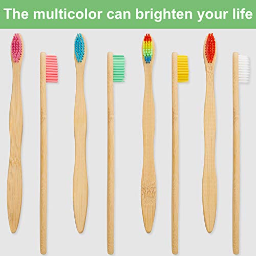 40 Pieces Bamboo Toothbrushes Charcoal Toothbrush Bamboo Toothbrushes with BPA-Free Nylon Bristles(Multi-Color)