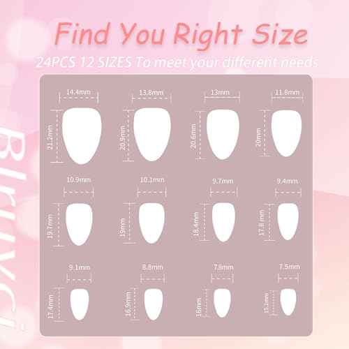 Almond Press on Nails Short Fake Nails White French Glue on Nail Glod & Brown Full Cover Acrylic Nails Smudge Reusable False Simple Stick on Nail for Women 24 Pcs