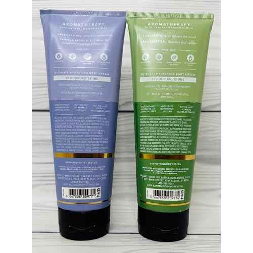 Bath & Body Works Aromatherapy Eucalyptus Spearmint and Lavender Vanilla Ultimate Hydration Body Cream 8 Ounces Pack of 2