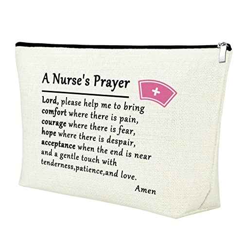 Mxrymvu Nurses Cosmetic Bags Nurse Prayer Gifts Makeup Bag Nurse Student Graduation Gift Nurse's Week Gift Inspirational Gifts for RN Thanksgiving Christmas Birthday Present Travel Toiletry Pouch