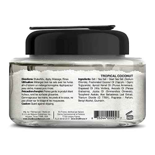 One Minute Manicure ? Moisturizing Salt Scrub ? 13 oz ? Professionally Formulated To Exfoliate, Recondition & Moisturize Skin ? Enhanced With Botanical Oils & Natural Sea Salts (Tropical Coconut)