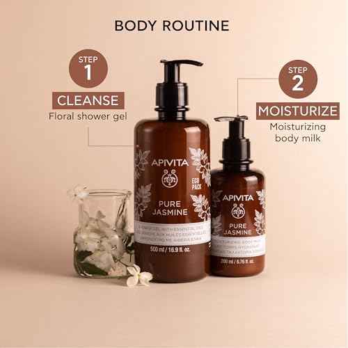 APIVITA Pure Jasmine Shower Gel | Gently Cleanses, Hydrates & Preserves Skin's Moisture with Jasmine & Propolis