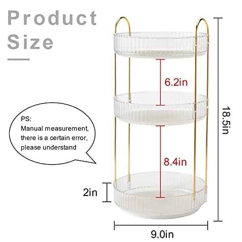 360¡Æ Rotating Makeup Organizer, Bathroom Make Up Spinning Holder Rack, Large Capacity Cosmetics Storage Vanity Shelf Countertop, Fits Cosmetics, Perfume, Skincare, Lipsticks(3 Tiers, Clear)
