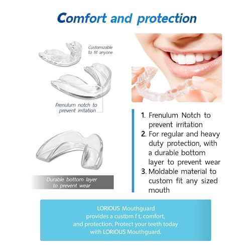 Mouthguard - One Size Fits All Premium Set of 6 BPA Free Moldable, Customizable and Trimmable Medical Grade Mouth Guard for Grinding Teeth Clenching Bruxism, Sport Athletic, Whitening Tray