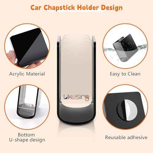 Car Chapstick Holder, Acrylic Black Lip Balm Holder for Interior Car, Work Computer Side Lipstick Organizer Case Accessories Mount for Women Auto Vehicle SUV 2 Dividers