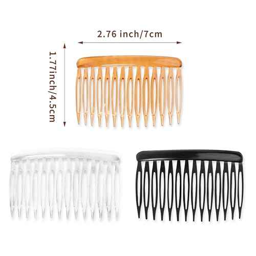 TaShow 24 PCS Hair Side Combs for Women Fine Thin Hair, 14 Teeth Decorative Hair Combs for Women Girls Bridal Wedding Veil,Wide, Black, Transparent, Light Coffee