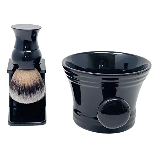 G.B.S Stylish Grooming Shaving Set for Wet Shaving Boxed Ceramic Black Shaving Soap Bowl/Mug with Knob Handle