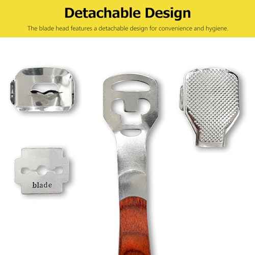 Foot Care Pedicure Callus Shaver with Wood Handle - Hard Skin Remover Including 10 Blades
