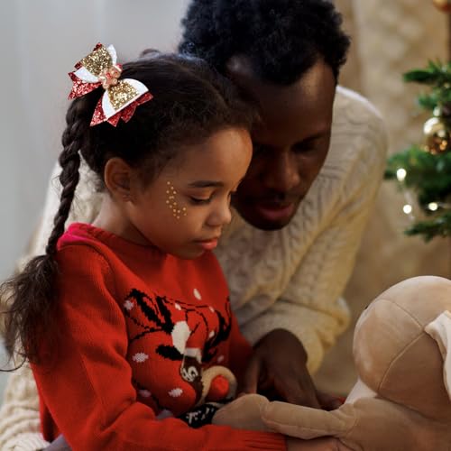 Glitter Christmas Hair Bows 3.5'' Girls Sparkly Cute Christmas Gingerbread Man Hair Clips Barrette Alligator Hairpins Kids Christmas Party Dress Decor Accessory Xmas Gift