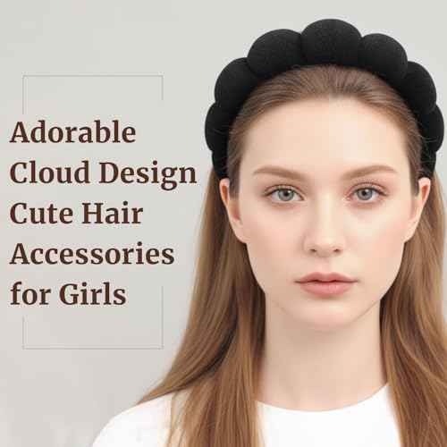 2 Pack Spa Headband for Washing Face, Cute Puffy Bubble Skincare Headband, Soft Terry Cloth Makeup Hair Band for Women Getting Ready Routine