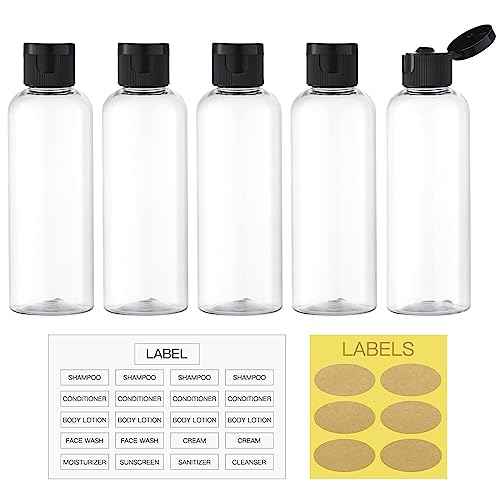 LISAPACK 3.4 oz Travel Bottles for Toiletries, Plastic Travel Size Containers for Shampoo Conditioner TSA Approved, Empty Small Squeeze for Lotion, Leak Proof Mini Liquid Tube for Refillable Clear