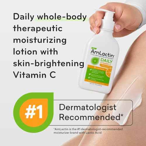 AmLactin Daily Vitamin C Lotion ? Brightening Body Lotion for Dry Skin - No-Scrub Exfoliator and Moisturizer with 7% Lactic Acid AHA and Vitamin C, 7.9 oz (Packaging May Vary)?