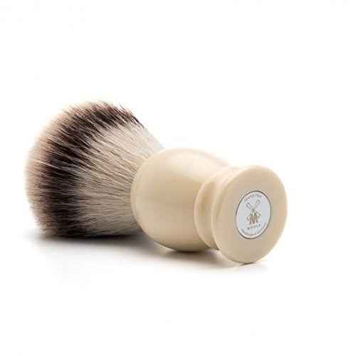 MÜHLE Classic Small Faux Ivory Silvertip Fiber Shaving Brush - Synthetic Luxury Shave Brush for Men, Rich Lather