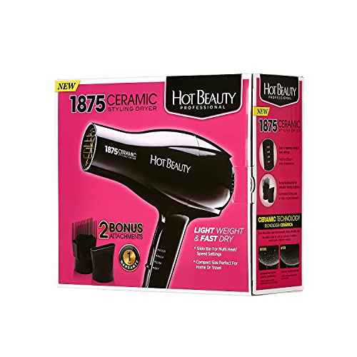 1875 Ceramic Styler Hair Styling Blow Dryer 2 Attachments Included Lightweight and Fast Dry Multi Heat Speed Setting Perfect Size for Home or Travel