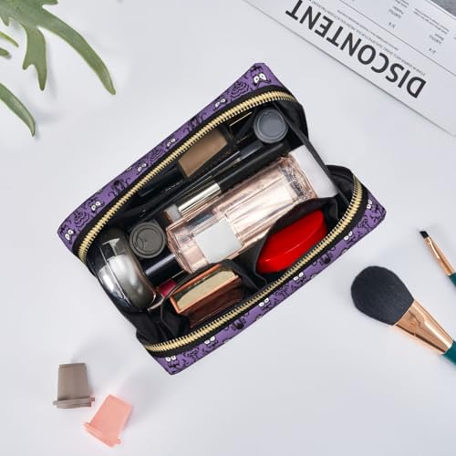 Haunted the Mansion Cute Large Makeup Bag Leather Women Travel Toiletry Pouch Cosmetic Bags Portable Multifunctional Storage for Girl Friend Wife Birthday Gifts