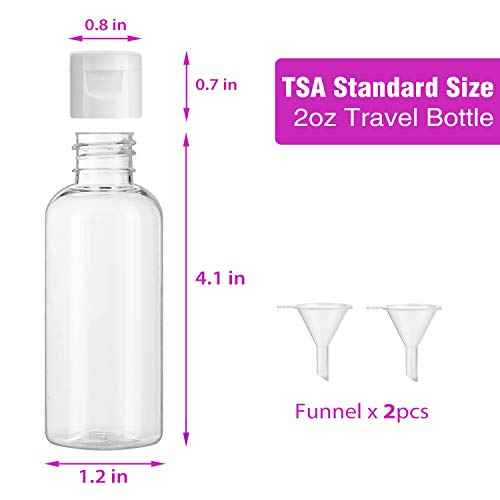 30 Pcs 2 oz Clear Plastic Empty Bottles with Flip Cap for Travel Size Liquids