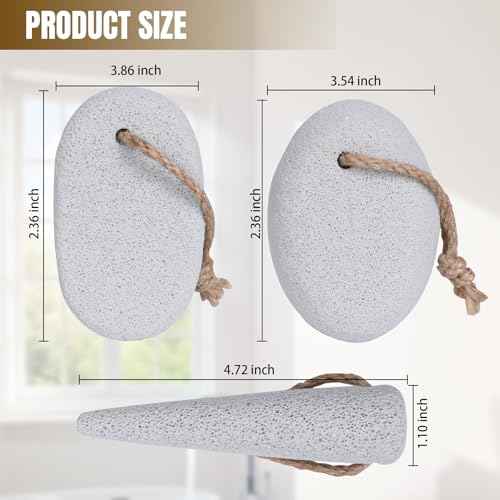 Pumice Stone for Feet Dead Skin Removal - 3-Pack Natural Volcanic Pumice Stone Set (Round, Oval, Cone) with Hanging Rope & Travel Box | Hard Skin & Callus Remover for Heels, Toes,