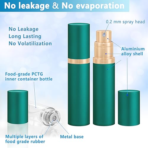 Travel Refillable Perfume Atomizer Bottle 5ml Leakproof Travel Perfume Refillable Bottle, Perfume Atomizer (Green)