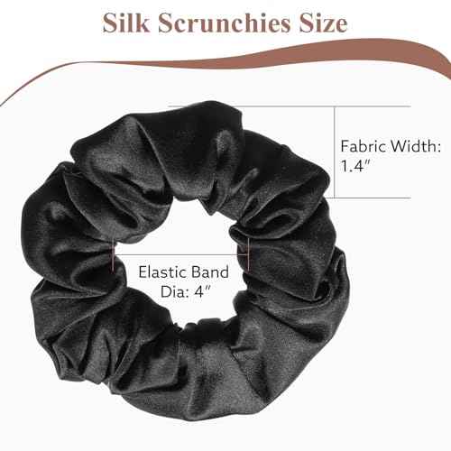4 Pack 100% Mulberry Silk Scrunchies, Soft Silk Hair Ties for Hair No Damag Scrunchies Christmas Stocking Stuffers Gifts for Women Girls