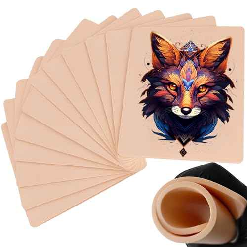 3MM Fake Skin Tattoo - SOTICA 12pcs Tattoo Skin 3mm Tattoo Practice Skins 6¡¿8" Tattoo Fake Skin Silicone Practice Skin for Tattoo Thick Fake Tattoo Skin Piel Sint?tica Para Tatuar for Tattoo Supplies