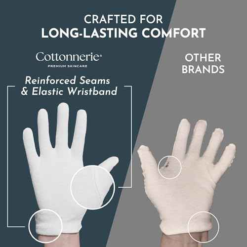 1 Pair Cottonnerie Cotton Gloves for Dry Hands Sleeping, Moisturizing Gloves Overnight, Hand Moisturizer Gloves, Moisture Gloves for Dry Hands Overnight, Sleeping Gloves, Eczema Gloves, Medium