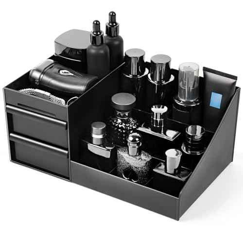 EXIN DECHEN Countertop Cologne Stand Shelves, Organizador de Perfumes, Estante para Perfumes, Dresser Organizer, Bedroom Essentials, Gifts for Men, Black