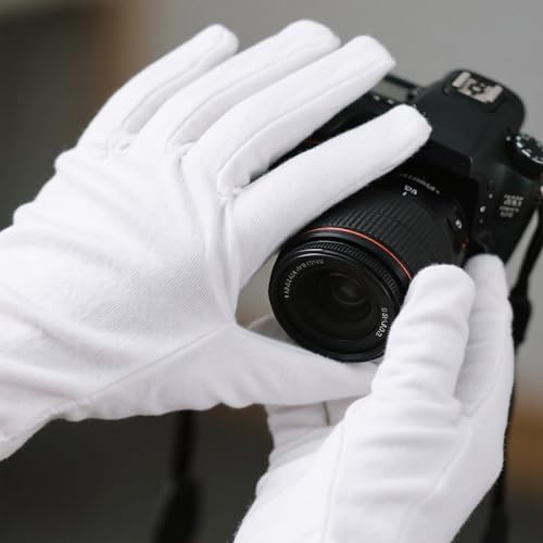 100% White Cotton Gloves for Dry Hands, Moisturizing & Eczema Overnight, Work Gloves Liners, Ideal for Sleep & Spa Treatment, Coin Jewelry Silver Inspection, Medium, One Size, 3 Pairs