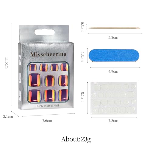 24PC Chrome Press on Toenails for Women Fake Toe Presson Nails Toe Nail Press ons with Sticky Tabs, 12 Size Fake Toenails Stick ons Acrylic Toes Nail Tips Kit Chrome Stick on Toes Nails-F