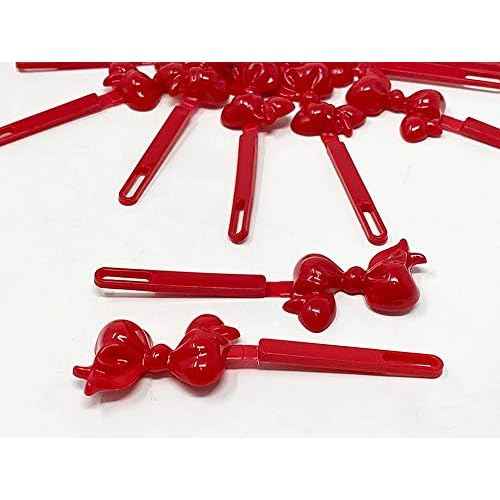 Tara Girls Super Cute Self Hinge Plastic Mulit Design Hair Barrettes Selection. 20 pc Red color bow Barrettes.