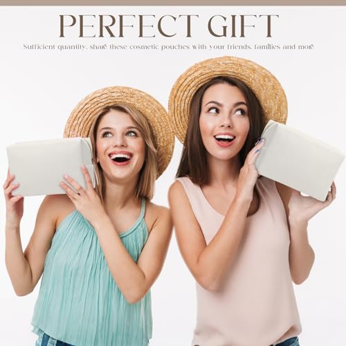 Kigeli 20 Pcs Small Makeup Bag Bulk PU Leather Cosmetic Bags with Zipper Preppy Makeup Pouch Toiletry Bag for Women Wedding Bachelorette Party Gift Travel Storage Organizer(White)