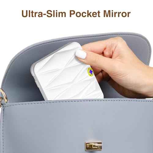 Rechargeable LED Lighted Compact Travel Mirror - 2-Sided Fold Mini Makeup Mirror with 1X/5X Magnification for Purse