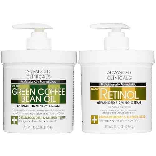 Advanced Clinicals Retinol Body Cream + Green Coffee Bean Oil Thermo - Firming Body Lotion 2pc Skincare Set For Women & Men | Body & Face Moisturizer Set Helps Improves Appearance Of Crepey Skin, 2PC