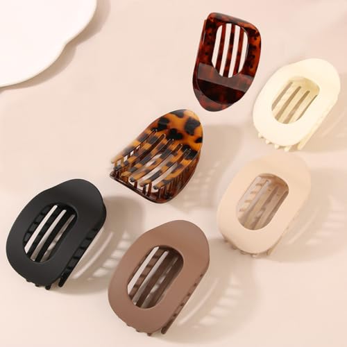 6PCS Flat Hair Clips for Women, French Design Flat Hair Claws, Secure Hold Inner Teeth Hair Claw Clips, Strong Hold No Slip Hair Barrettes For Lying Down Holiday Christmas Gifts