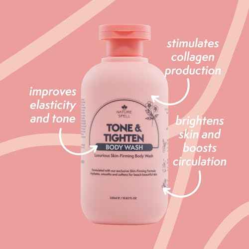 Nature Spell Tone & Tightening Body Wash, Firming Shower Gel for Skin Elasticity, Infused with Hyaluronic Acid, Plant Collagen and Ginseng, for All Skin Types, No SLS, Vegan, 10.8 fl oz
