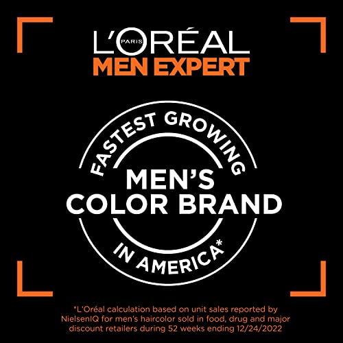 L¡¯Oreal Paris Men Expert One Twist Mess Free Permanent Hair Color, Mens Hair Dye to Cover Grays, Easy Mix Ammonia Free Application, Real Black 02, 1 Application Kit