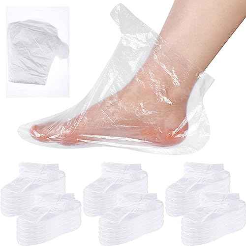 1500 Pcs Disposable Plastic Foot Covers for Feet Paraffin Bath Liners for Foot Pedicure Moisturizing Socks Spa Feet Care Hot Wax Therapy Booties Bags Covers with Stickers for Snug Closure