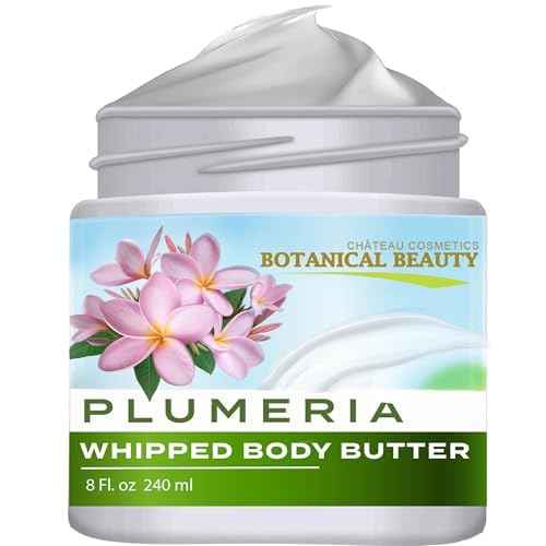 Botanical Beauty PLUMERIA WHIPPED BODY BUTTER with Shea Butter, Cocoa Butter, Coconut Oil for All Skin Types, for Dry, Sensitive Skin. Moisturizing Cream for Women, Men (8 Fl Oz 240 ml)