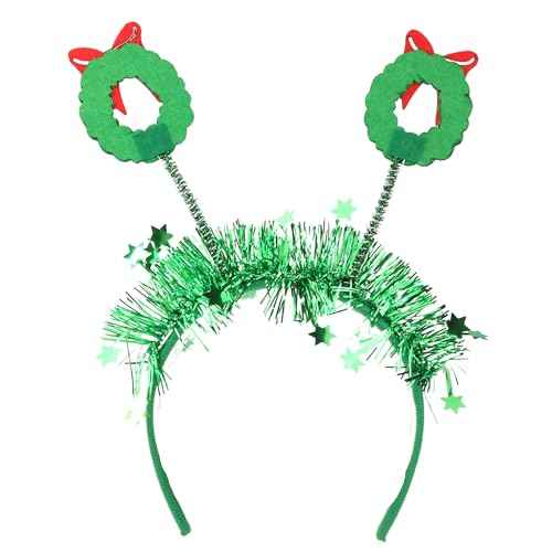 Needzo Glittery Christmas Bopper Headband, Festive Holiday Hair Accessory, One Size Fits Most, 9.5 Inches (Wreaths)