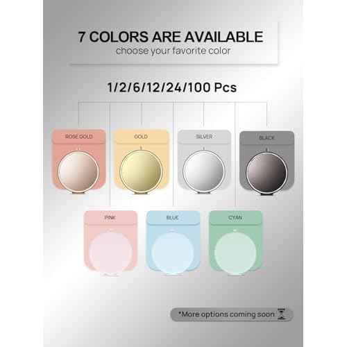 Compact Mirror for Purse, Double-Sided 1X/2X Magnifying Metal Pocket Makeup Mirrors(Round, Onyx Black)