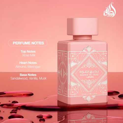 Lattafa Bade'e Al Oud Noble Blush for Unisex Eau de parfum Spray, 3.4 Ounce / 100 Ml