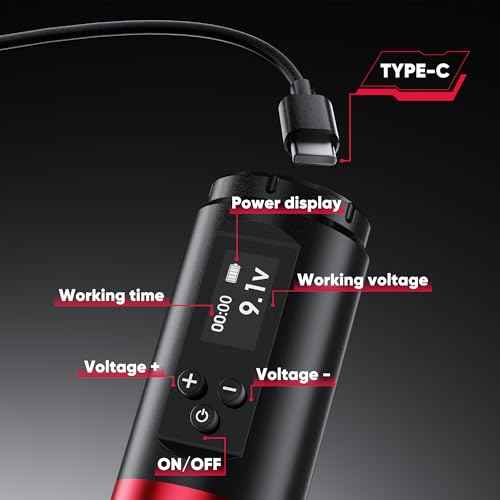 Professional Tattoo Gun Machine Kit, Wireless Rotary Tattoo Pen with 1,600 mAH Digital LED Display, Complete Beginner Tattoo Set with 20Pcs Cartridge Needles