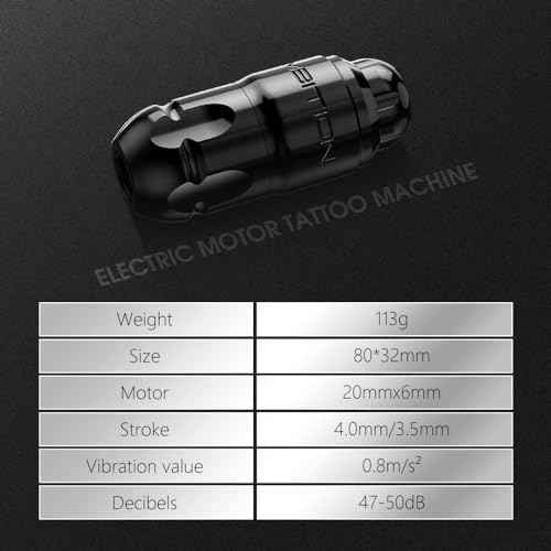 Ambition Lutin Rotary Tattoo Gun with Straight Drive Bar - Short Tattoo Machine Pen with Brushless Motor Strong Power Low Vibration with RCA Cord for Professional Tattoo Artist