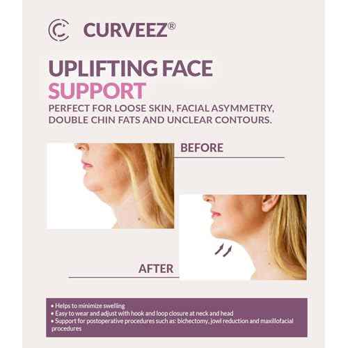 CURVEEZ Face Toning Belt Post Surgery Lipo Compression Chin Strap For Women | Faja Mentonera Reductora para Papada Y Cuello | For Use After Face and Chin Surgery