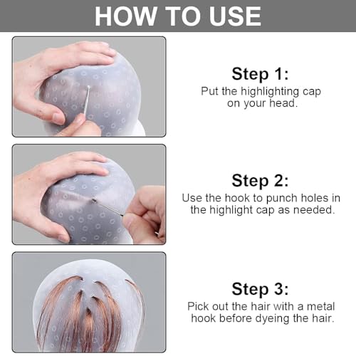 Ewin 1 PCS Professional Reusable Hair Coloring Highlighting Cap & Hook Hair Salon