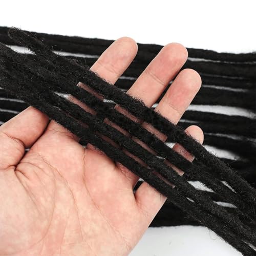 100% Real Human Hair 0.2cm Width 10 Inch Loc extensions Human Hair with Curly Ends 50 Strands per pack Full Handmade Dreadlock Extensions Can be dyed and bleached for Men Women Kids (10 Inch-50)