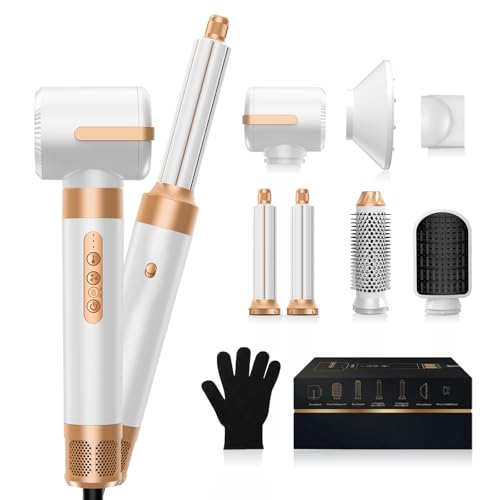 7 in One Blow Dryer Brush, Negative Ion Hair Dryer Brush Set Upgrade Hot Air Brush Air Styler Curling Wrap Air Curler, Curling Iron Hair Styling Tools As A Gift for Straight/Curl/Drying/Smoothing
