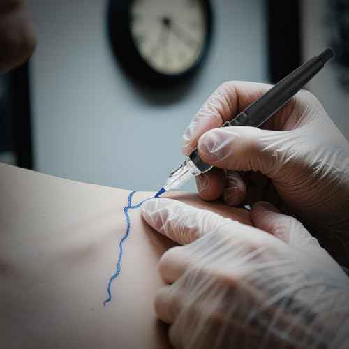 ATOMUS DIY Tattoo Cartridge Pen Poke and Stick Tattoo Kit with Stencil Pattern Practice Skin Ink Cups 10pcs 3RL 5RL Tattoo Cartridge Needles Bandage Table Mats