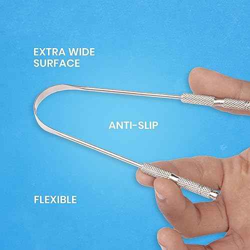 Tongue Scraper for Adults by HOKIN (2Pcs Oral Care Pack) Stainless Steel Tongue Cleaners Reduce Bad Breath 100% Metal Tough Scrapers Men and Women Hygiene Product