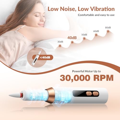 Portable Electric Nail Drill Professional - 30000RPM Cordless Electric Nail File, Manicure Pedicure Kit for Acrylic Nails & Gel Polish Removal, Rechargeable with 12 Drill Bits for Salon and Home